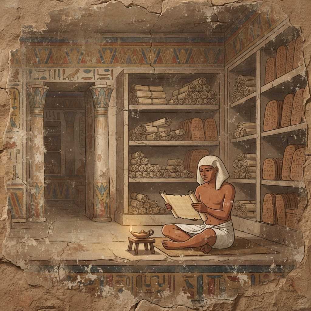 Ancient mural of the Okeanos archive chamber